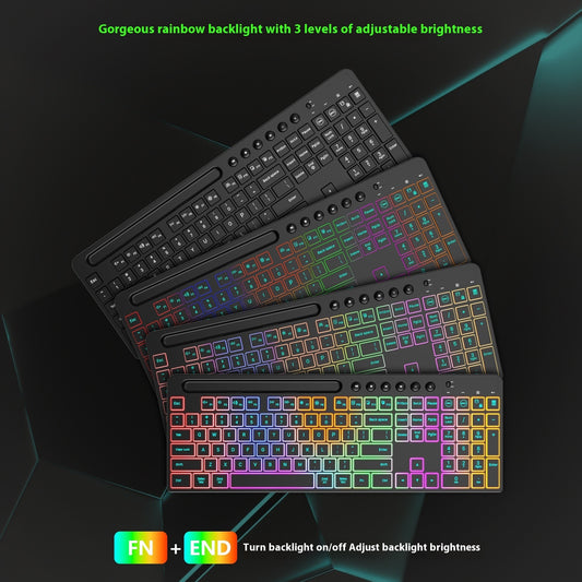 Wireless Keyboard And Mouse One-piece Set With Card Slot Luminous Ergonomic Business Office
