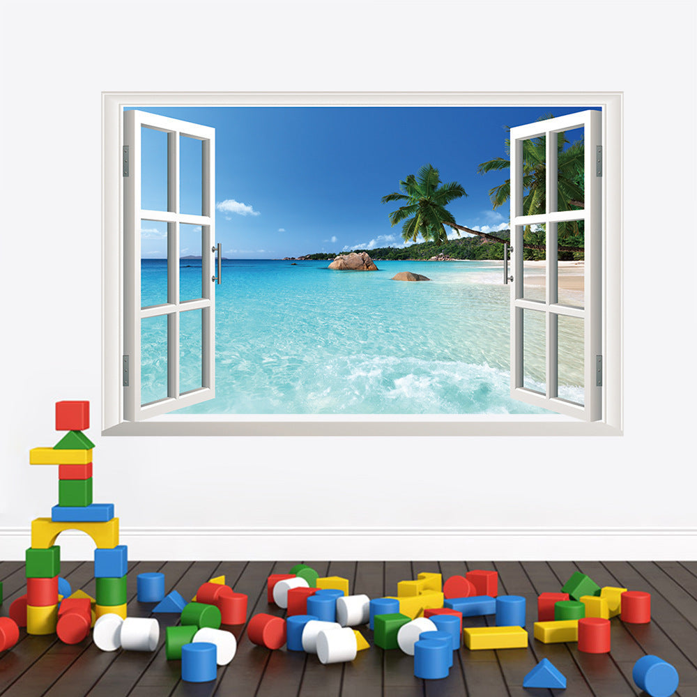 Sea view home window wall sticker