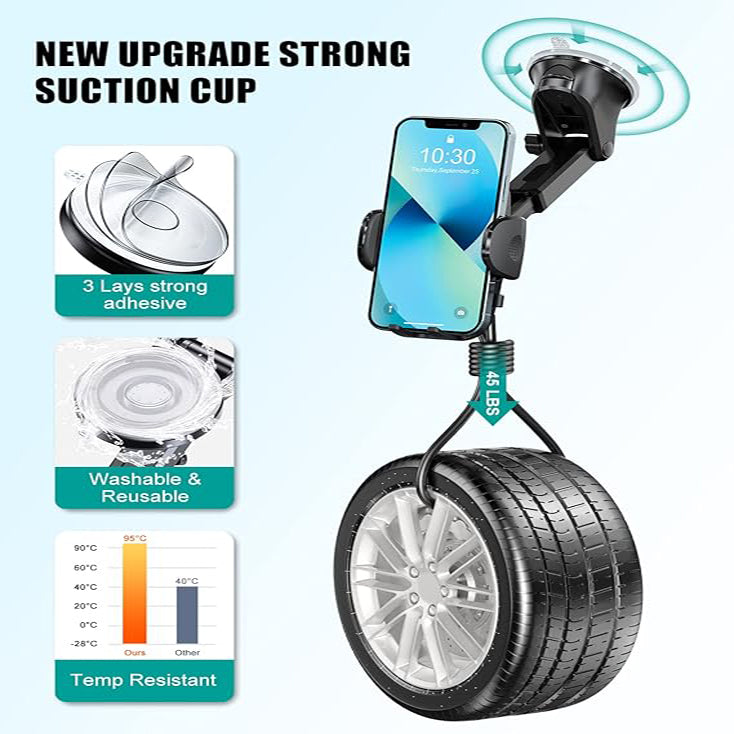 Phone Mount For Car, 4 In 1 Universal Car Phone Holder Mount For Dashboard Air Vent, Super Suction