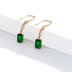 Personalized Natural Green Tourmaline Earrings Women's Gem Square Cute