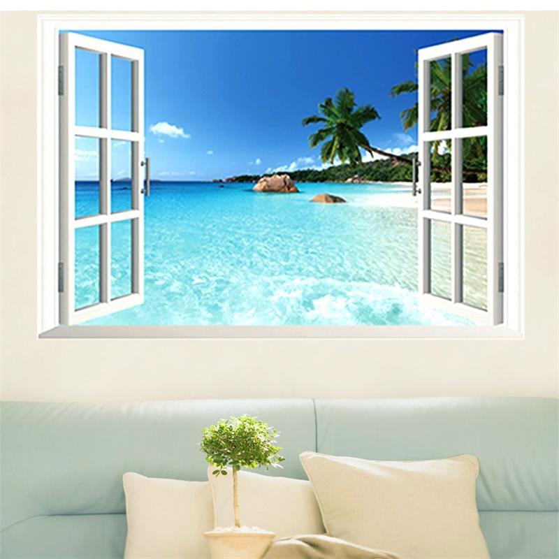 Sea view home window wall sticker