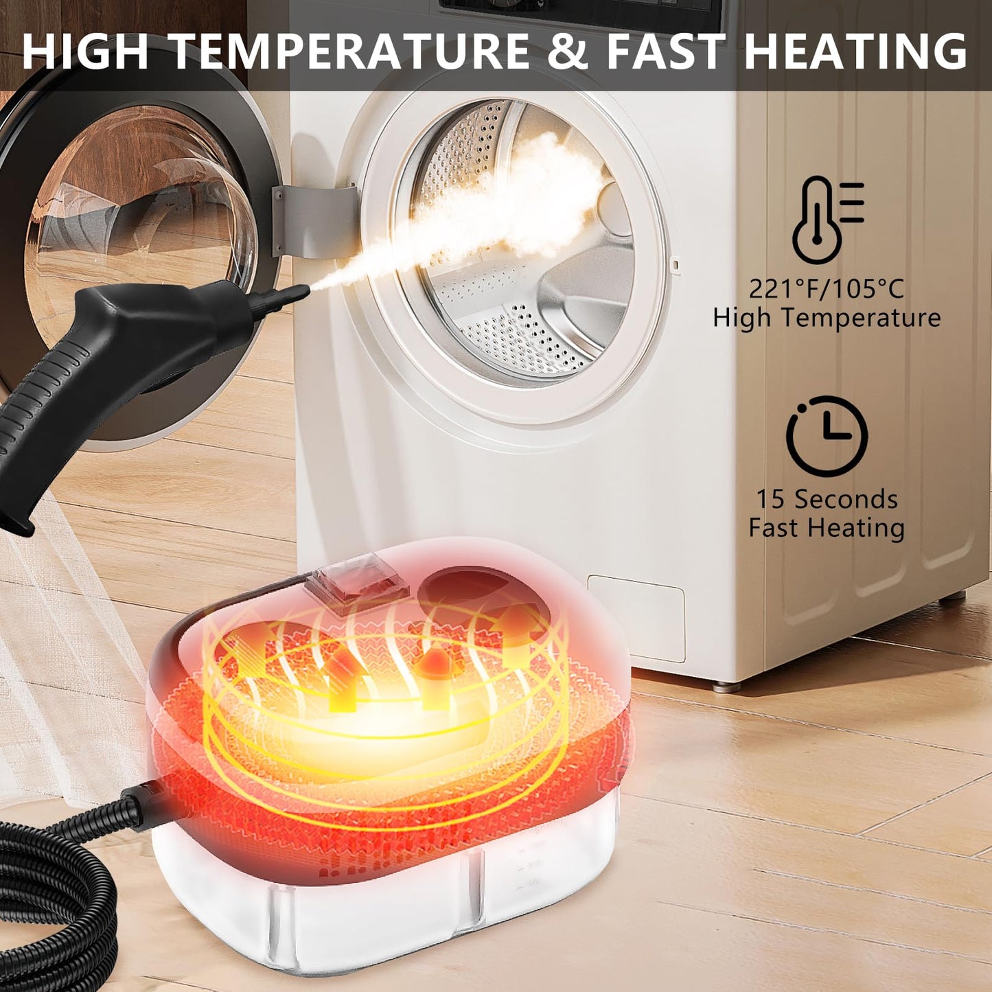 Handheld Steam Cleaner, Steamer For Cleaning, 2500W Pressurized Steam Cleaner With 1.2L Water Tank And 12 Attachments, Portable Steamer Cleaner For Home Car Kitchen Bathroom Furniture Tile Grout