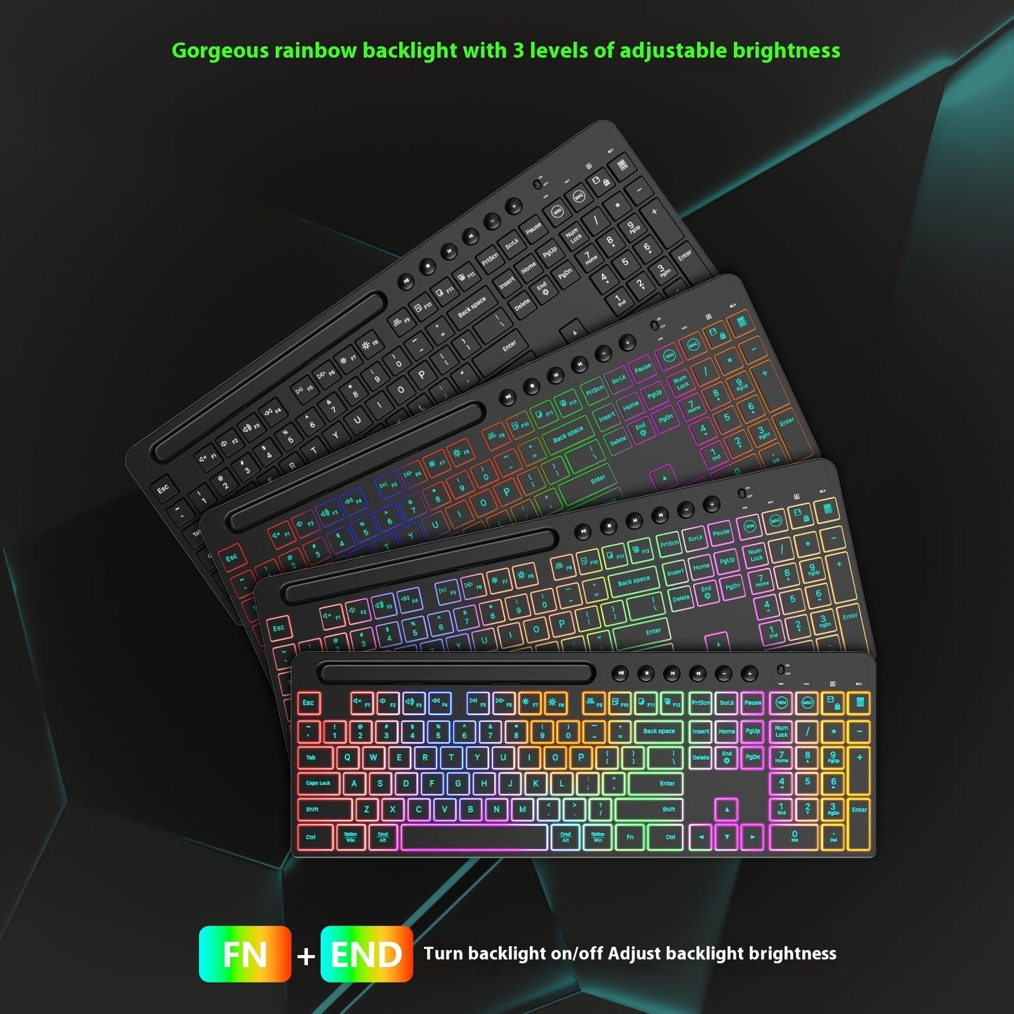 Wireless Keyboard And Mouse One-piece Set With Card Slot Luminous Ergonomic Business Office