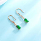 Personalized Natural Green Tourmaline Earrings Women's Gem Square Cute